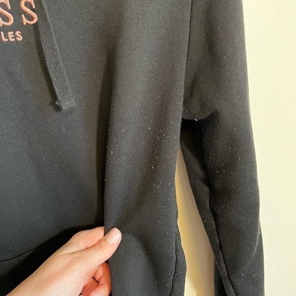 Guess SMALL Black Hoodie with Pink Logo Embroidered - Picture 7 of 11